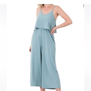 Blue jumpsuit cropped